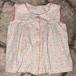 Charming Pink and Green Floral Kids Button Down